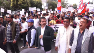 रविको रिहाइको माग गर्दै काठमाडौंमा रास्वपाको प्रदर्शन