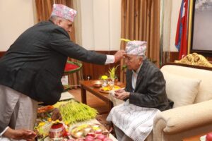 राष्ट्रपति पौडेलद्वारा दशैँको टीका ग्रहण