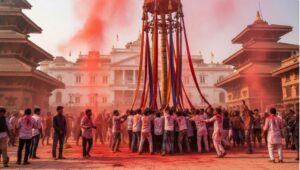 वसन्तपुरमा चीर ठड्याएसँगै होलीको रौनक शुरू